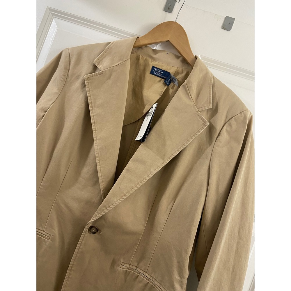 NWT Polo Ralph Lauren Tan Cotton Blend Single Button Blazer Size 14 women